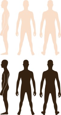 Full length profile, front, back view of a teenager boy clipart