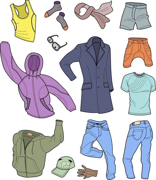 Abbigliamento uomo Ollecazione colorata — Vettoriale Stock