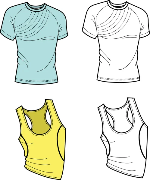 Men T-shirt and football shirt (front view) — Stock Vector