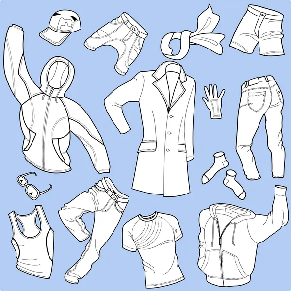 Fond sans couture collection de vêtements homme — Image vectorielle