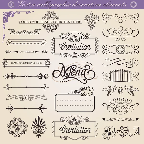 Conjunto de elementos de decoración caligráfica vectorial — Vector de stock