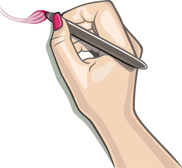 stock vector Hand using stylus draws a brush sketch