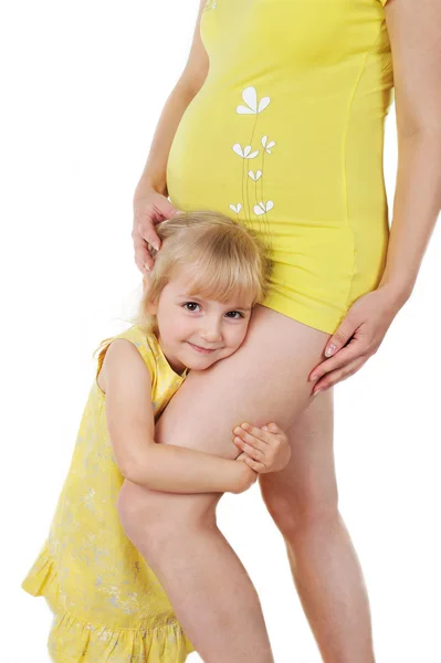 Hamile anne ile kız — Stok fotoğraf