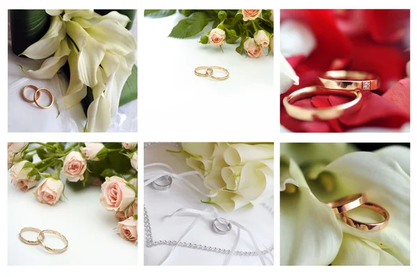 Wedding rings and flowers Royalty Free Stock Images
