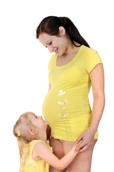 임신 어머니와 함께 소녀 — 스톡 사진