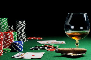 Drink and playing cards clipart