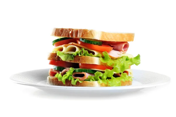 Sandwich en plato — Foto de Stock
