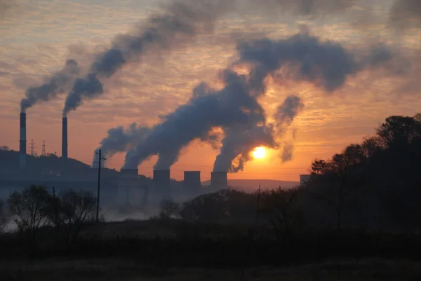 공기 오염 공장 파이프 — 스톡 사진