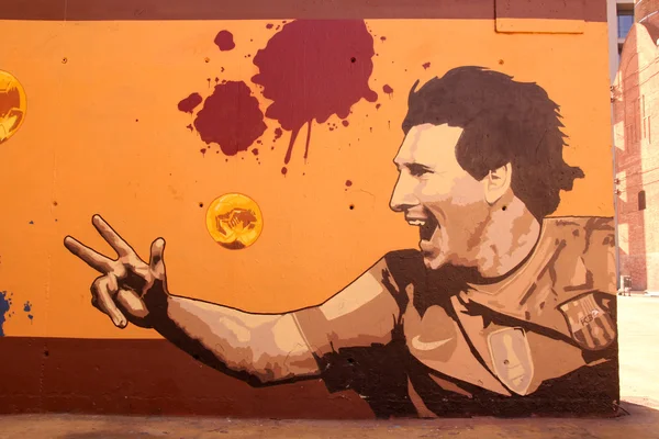 Graffiti tiszteletére Lionel Messi, Barcelona — Stock Fotó
