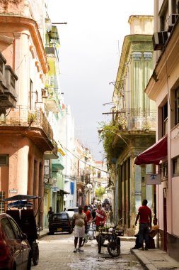 Daily scene on a street in Old Havana clipart