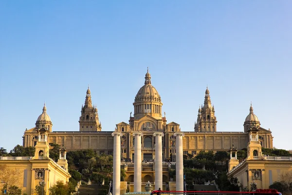 Pôr do sol no Palácio Nacional de Barcelona — Fotografia de Stock