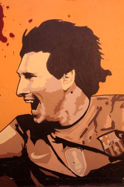 Graffiti in honor Lionel Messi in Barcelona clipart