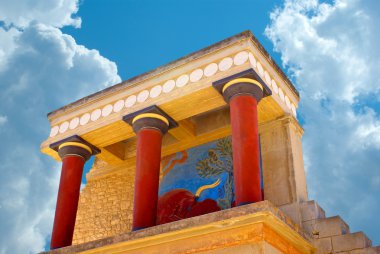 Knossos palace at Crete, Greece Knossos Palace, is the largest Bronze Age archaeological site on Crete and the ceremonial and political centre of the Minoan civilization and culture clipart