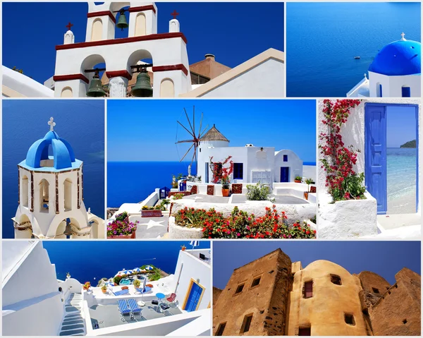 Collage de la isla de Santorini, Grecia imágenes de viaje —  Fotos de Stock