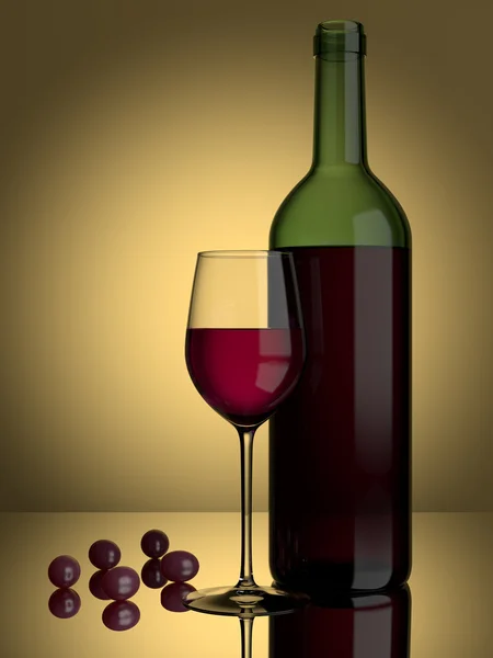 Vin rouge raisins en verre — Photo