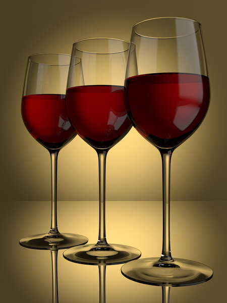 3 красных бокала вина
