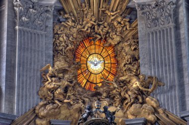 The pigeon in a window of a cathedral of St. Peter in Vatican clipart