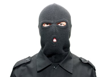 An burglar wearing a ski mask (balaclava) clipart
