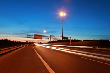 Highway at night clipart