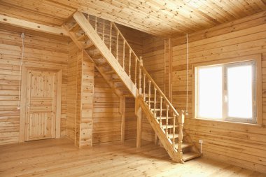 Wooden house interior clipart