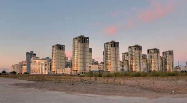 Group of buildings at sunrise