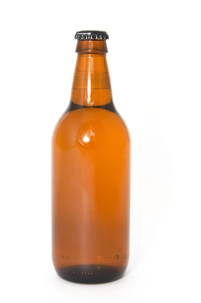 Hnědá láhev izolovaných na bílém — Stock fotografie