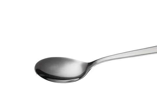 Metallic spoon isolated on white — Stock Photo, Image