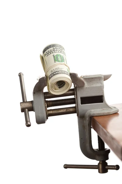 Dinheiro na ferramenta de vício isolada em branco — Fotografia de Stock