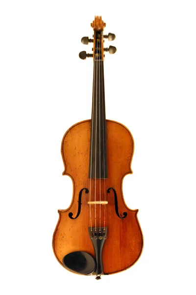클리핑 패스와 함께 흰색 절연 골동품 바이올린 — 스톡 사진