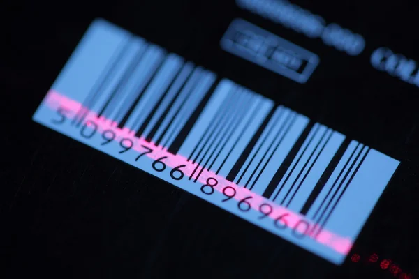 Barcode με κόκκινο λέιζερ λωρίδα — Φωτογραφία Αρχείου