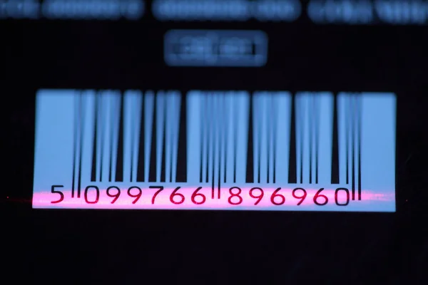 Čárový kód s proužek červený laser — Stock fotografie