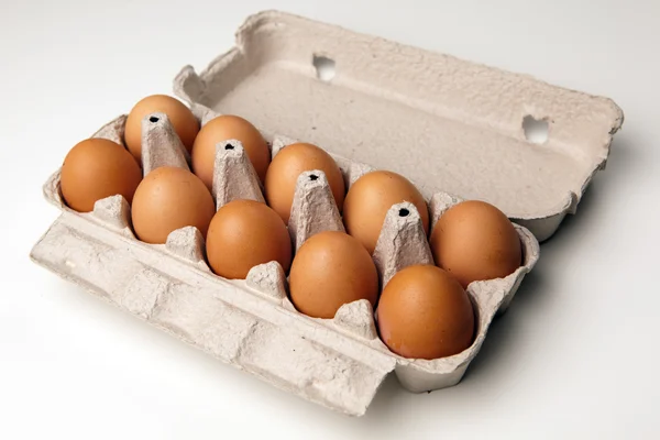 Chicken eggs in the container — Stock Photo, Image