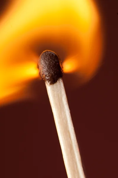 Burning match closeup — Stock Photo, Image