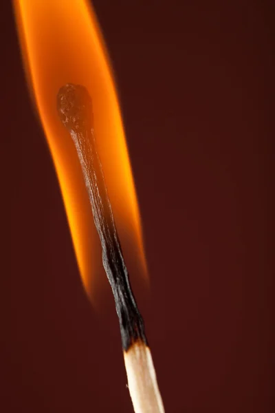 Burning match closeup — Stock Photo, Image