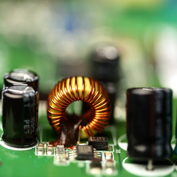 stock image Printed circuit board with electronic components
