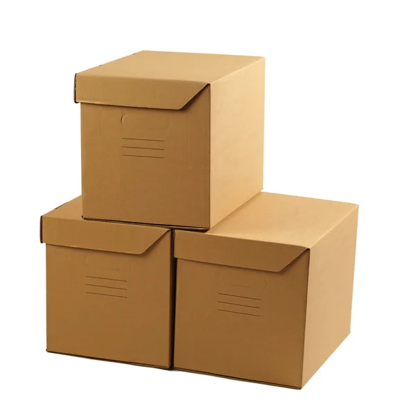 Cajas de cartón aisladas, camino de recorte —  Fotos de Stock
