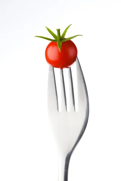 チェリー トマトとフォーク — ストック写真