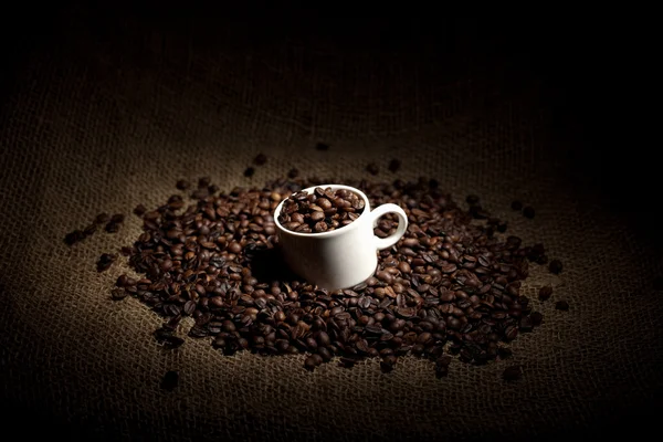 满满一杯咖啡豆 — 图库照片