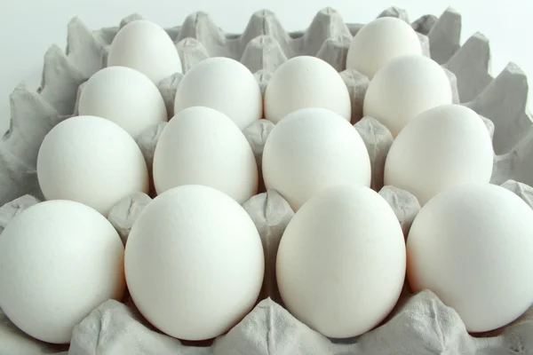 Chicken eggs in the container — Stock Photo, Image