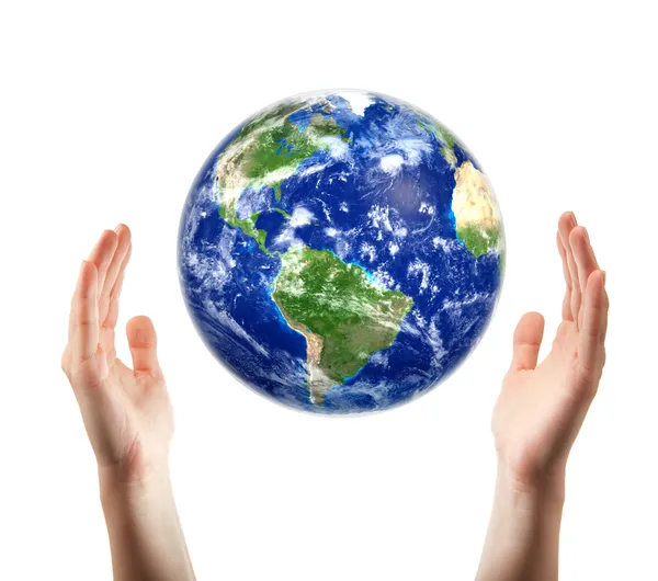 stock image Hands around globe