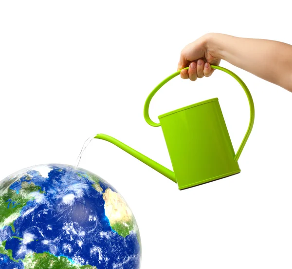 Watering can and globe — Stock Photo, Image