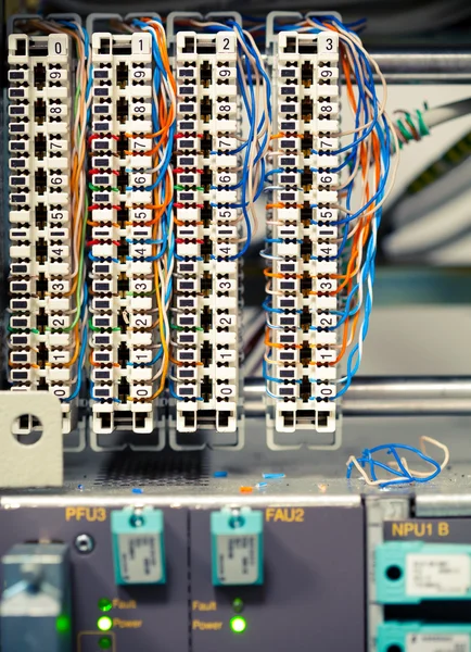 Panelu telefonu lub centrali z przewodów — Zdjęcie stockowe