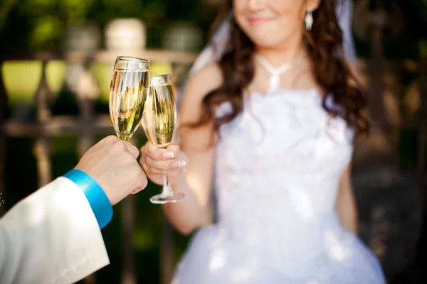 カップルの結婚式乾杯 — ストック写真