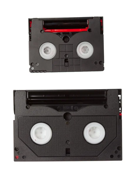 MiniDV και hi8 ταινίες που απομονώνονται σε λευκό — Φωτογραφία Αρχείου