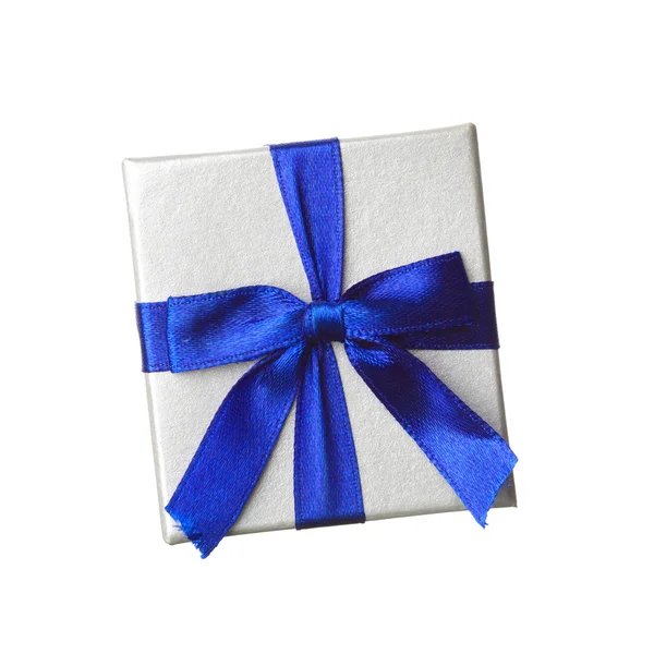 Cadeau met blauwe strik — Stockfoto