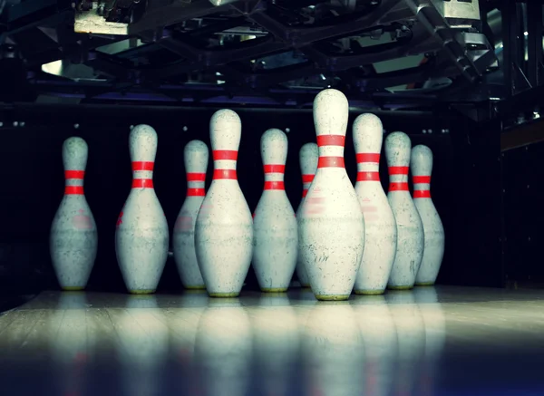 Bowling pinnen close-up — Stockfoto