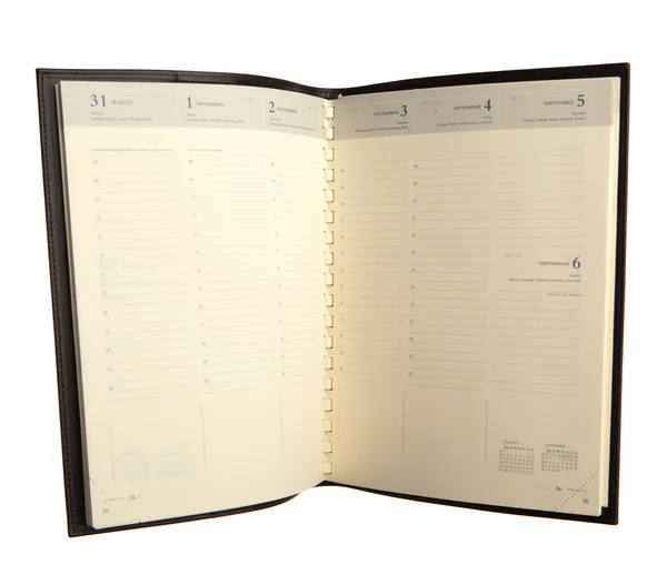 Geopende notebook geïsoleerd op wit — Stockfoto