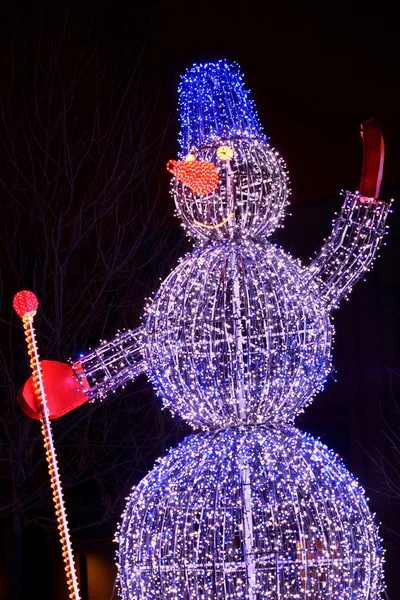 Işıklı kardan adam — Stok fotoğraf