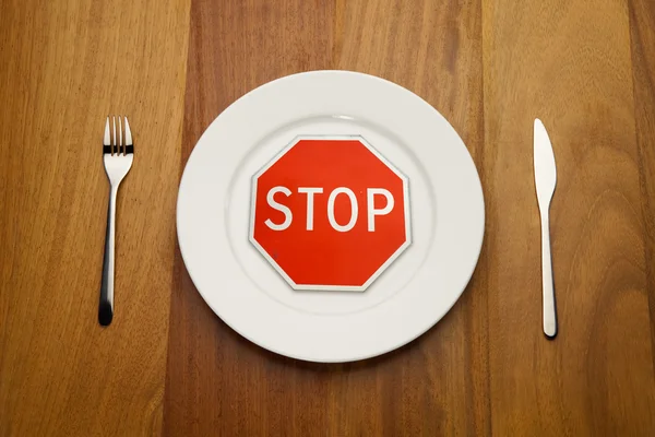 Διατροφή έννοια - stop φάτε — Φωτογραφία Αρχείου