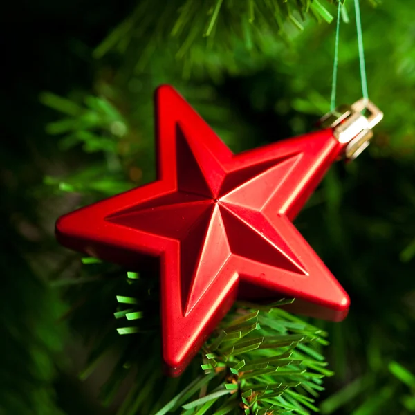 Decoración de Navidad - estrella roja —  Fotos de Stock